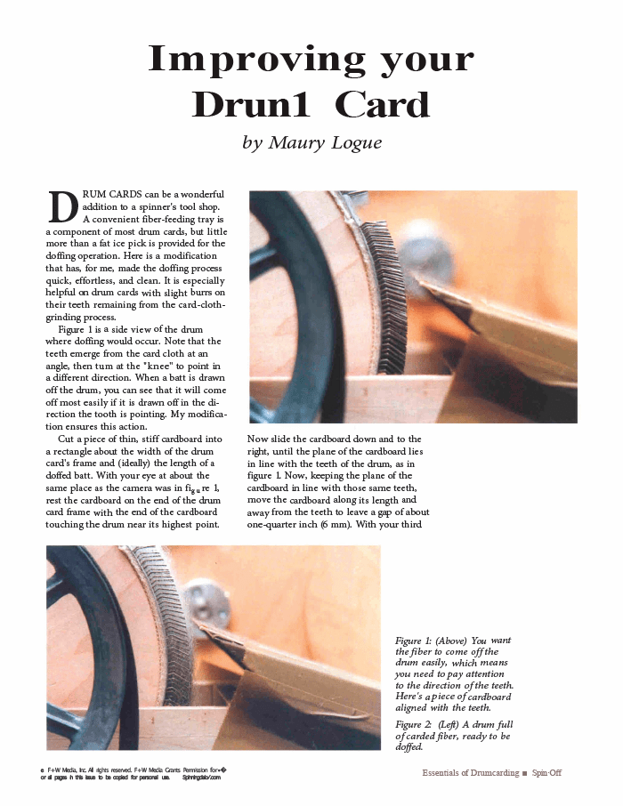 Long Thread Media Books Spin-Off Presents: Essentials of Drum carding: eBook Printed Copy