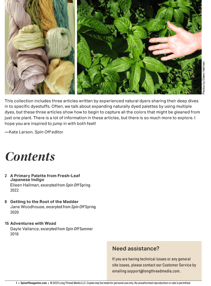 Long Thread Media Books Spin Off Presents: Natural Dye Series, Exploring Palettes from Fresh-Leaf Indigo, Madder & Woad -  Spin Off eBook Printed Copy
