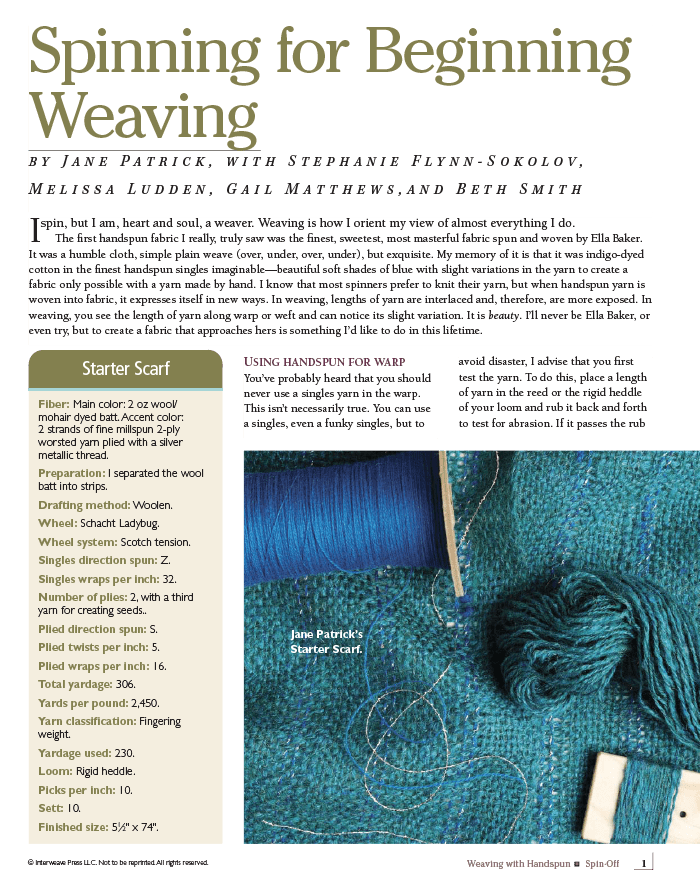 Long Thread Media Books Spin-Off Presents: Weaving with Handspun: eBook Printed Copy
