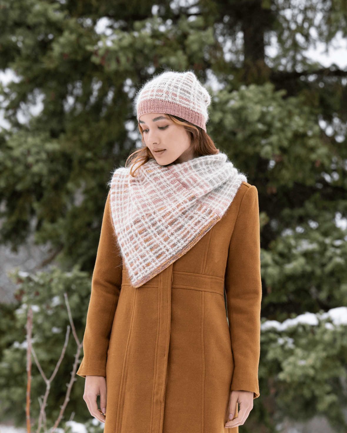 Malabrigo Yarn Knitting Kits Entramado Hat & Cowl Knitting Kit, Malabrigo + Blue Sky Fibers