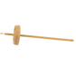 The Schacht Hi-Lo Drop Spindle by Schacht Spindle Co. features a round wooden whorl and a metal hook, perfect for hand spinning fibers into yarn.