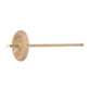 The Schacht Hi-Lo Drop Spindle by Schacht Spindle Co. features a wooden round whorl, long shaft, and small metal hook for spinning fiber into yarn. Shown photographed on a white background.