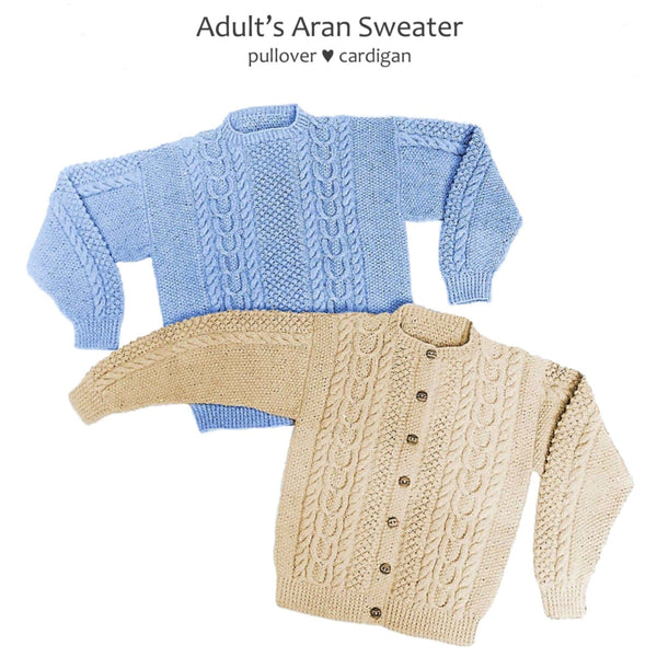 Adult Aran Sweater Pattern by Yankee Knitter: Download Now
