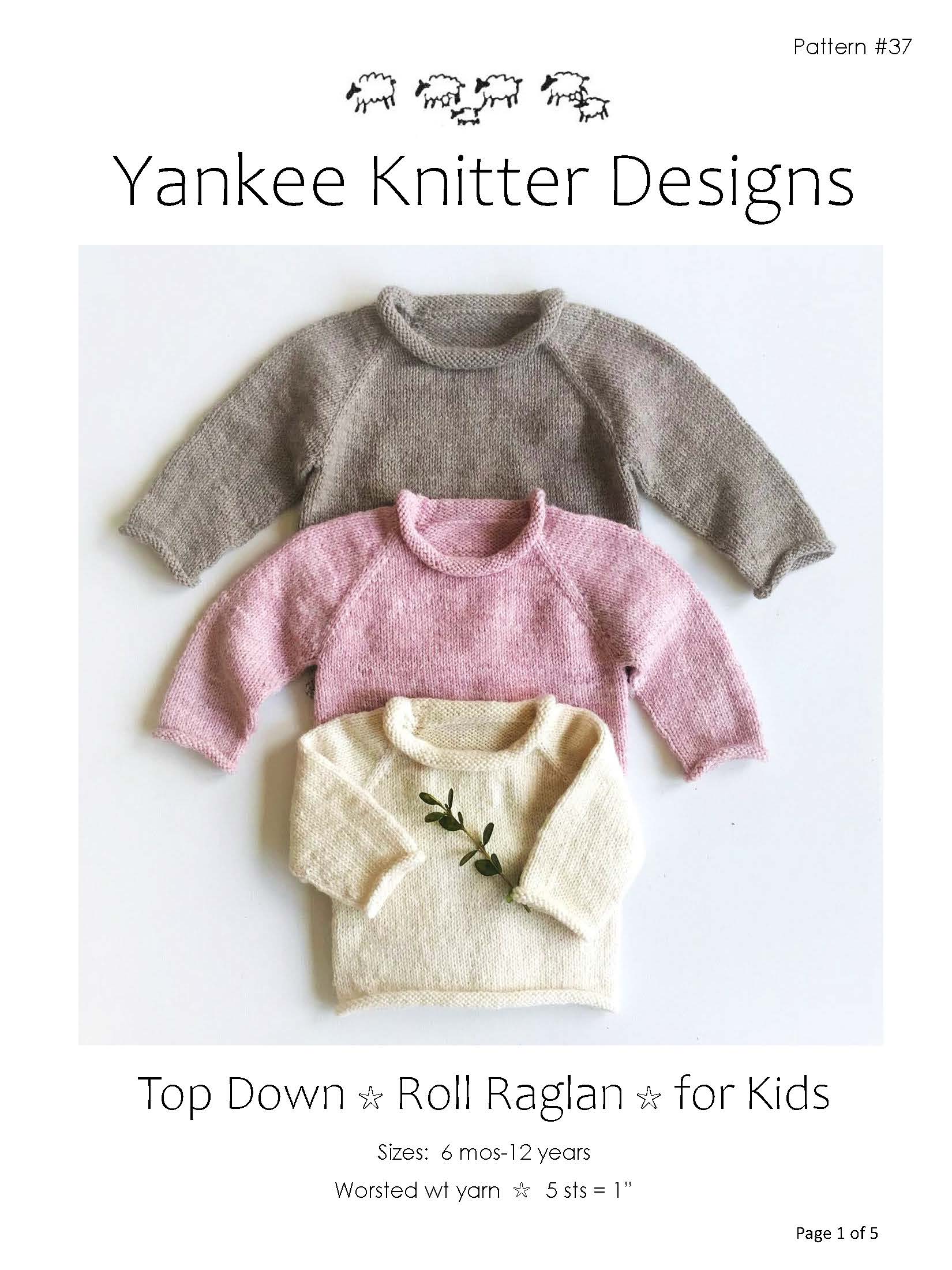 Baby Raglan Top Down Roll Raglan for Kids by Yankee Knitter: Seamless Knitting ...
