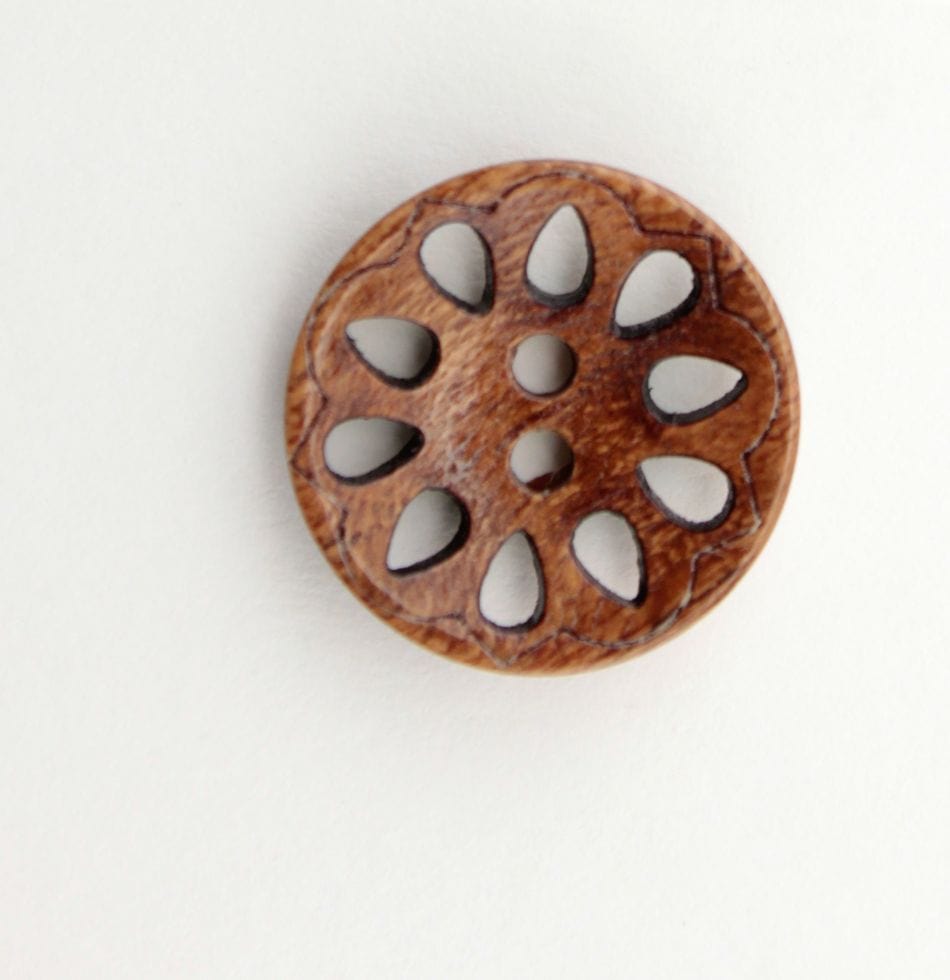 Buttons Etc. Buttons 13/16" Wood Filigree Button