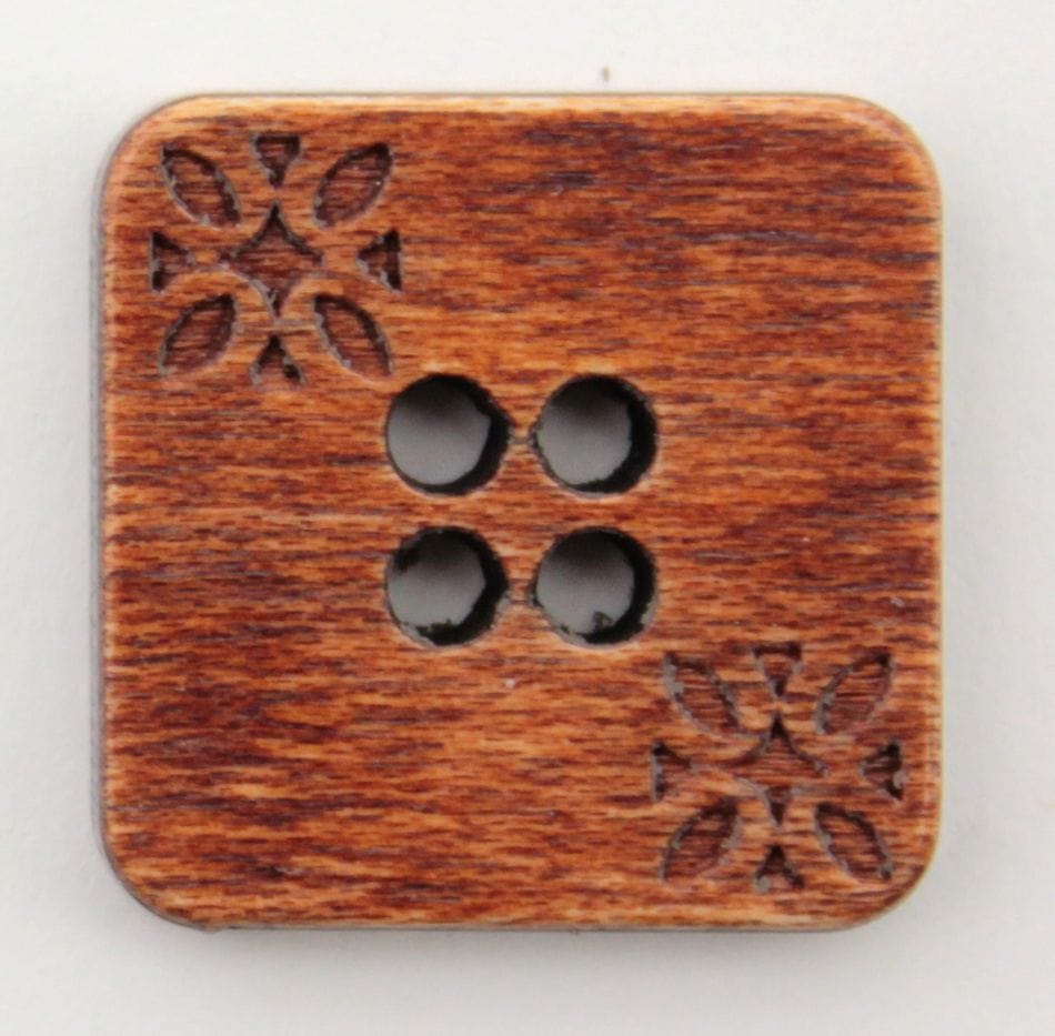 Buttons Etc. Buttons Brown Wood Square 3/4" Button