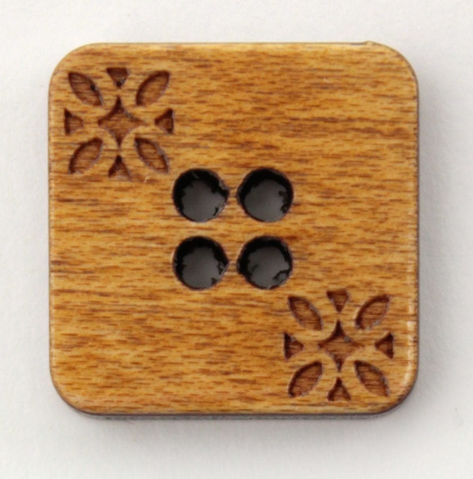 Buttons Etc. Buttons Natural Wood Square 3/4" Button