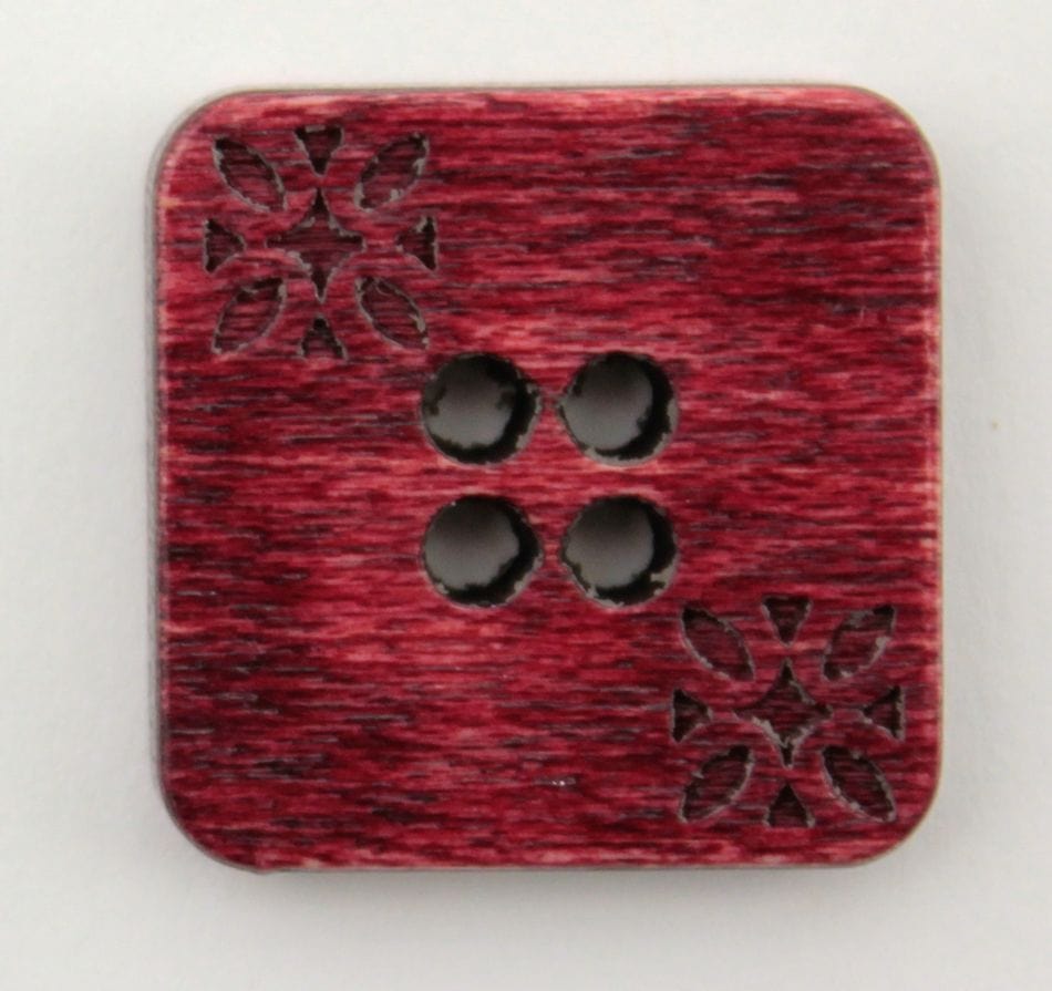 Buttons Etc. Buttons Red Wood Square 3/4" Button