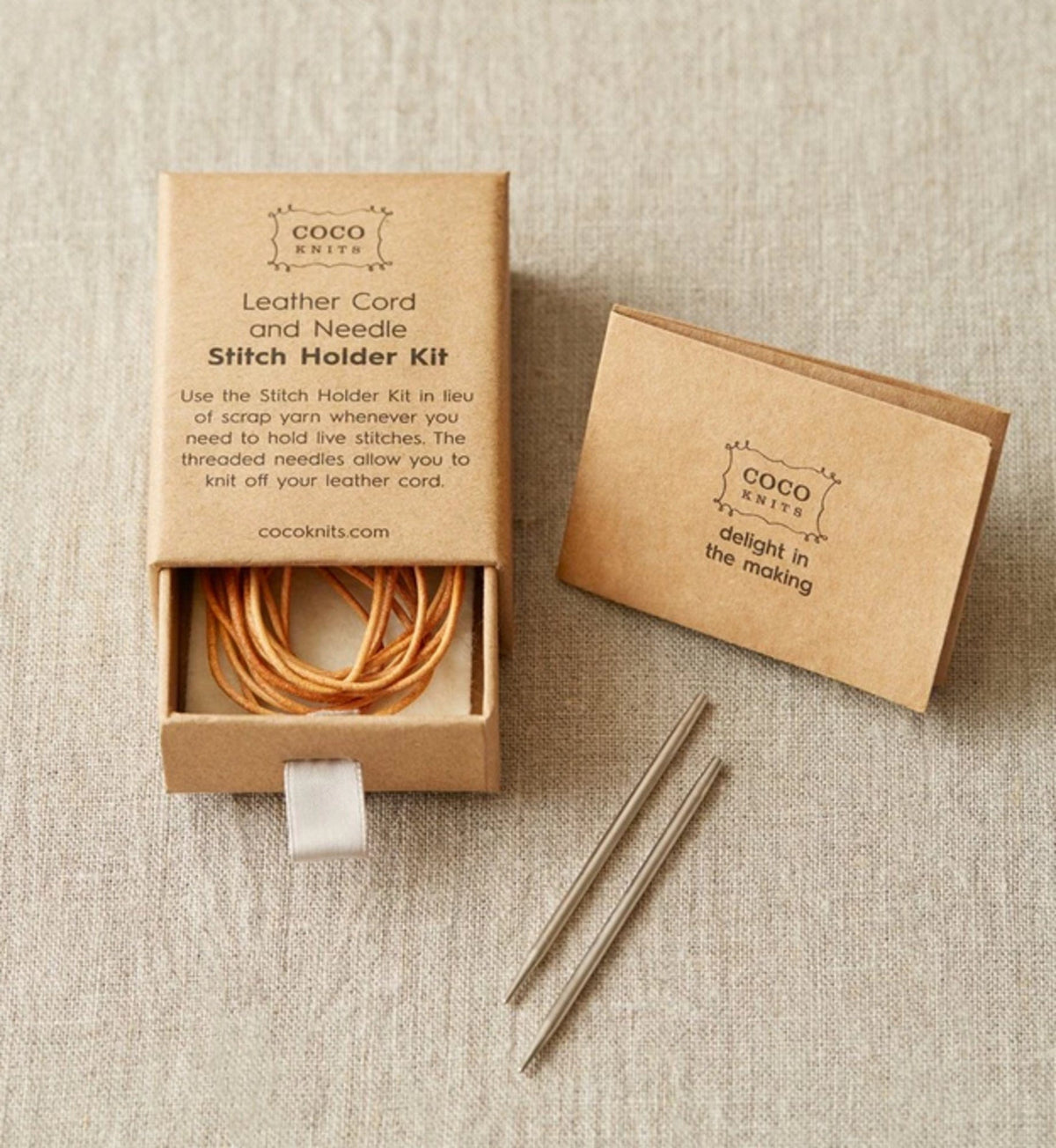 Cocoknits Stitch Holders Leather Cord and Needle Stitch Holder Kit