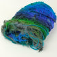 Indian Silk Shop Silk Fiber Blue Green Demi-Carded Silk Bundles
