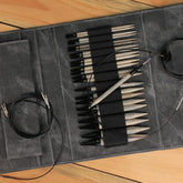 Knitting Fever / Euro Yarns Interchangeable Needle Sets Grey Faux Denim Case Lykke Interchangeable Circular Knitting Needle Set, 5"