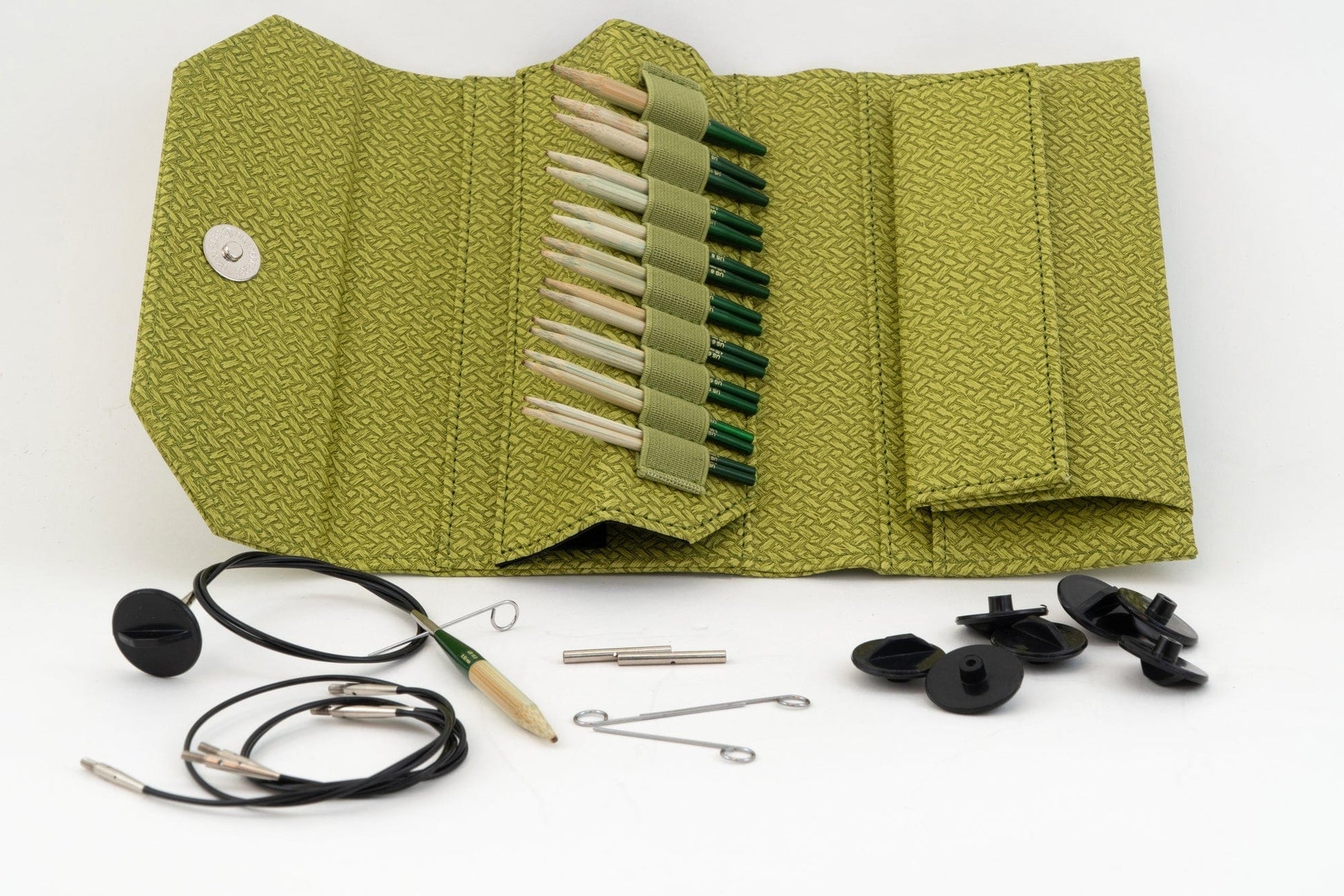 Knitting Fever / Euro Yarns Interchangeable Needle Sets Grove Green Case Lykke 3.5" Interchangeable Bamboo Knitting Needle Set