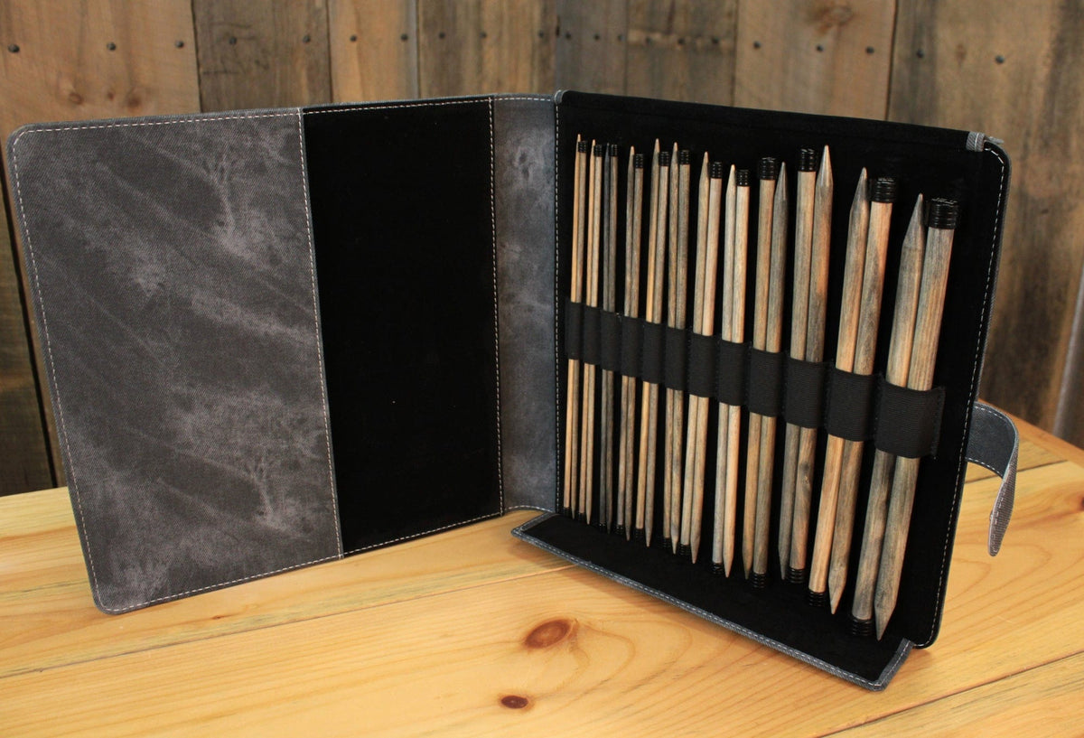 Knitting Fever / Euro Yarns Single-Point Needle Sets Grey Faux Denim Case Lykke Single-Point Knitting Needle Set, 10"