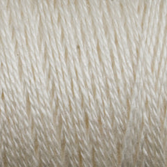 Close-up of tightly wound, off-white 8/2 Tencel Yarn by Maurice Brassard on a mini-cone, showing visible twisted strands for a textured, slightly shiny look—ideal for weaving projects requiring natural beauty and strength.