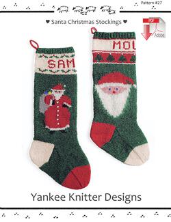 Santa Christmas Stockings - Yankee Knitter  - Pattern download