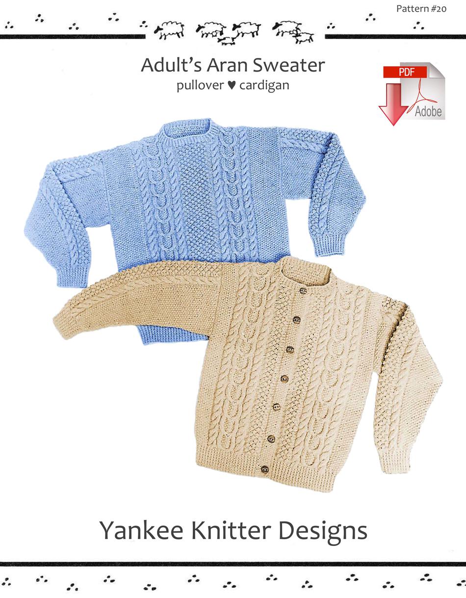 Knitting Patterns Adult Aran Sweater  Yankee Knitter   Pattern download
